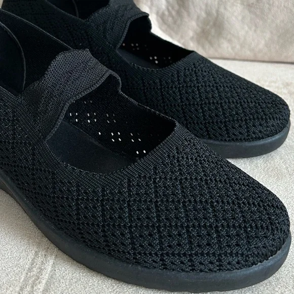 NEW Mary Jane Black Knit Woven Stylish, Comfort Platform Slip-on | Foam Insole - Picture 9 of 12